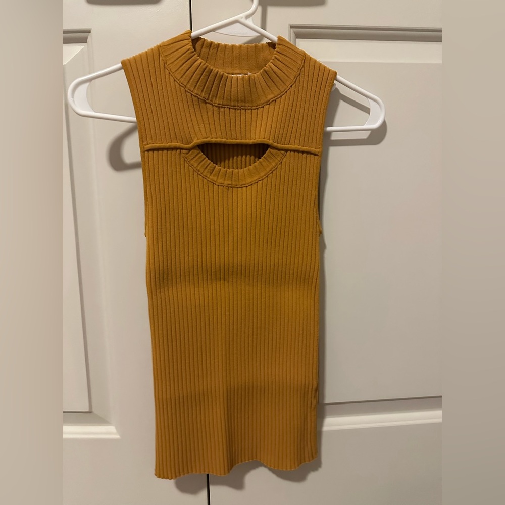 Mustard Ribbed Sleeveless Top